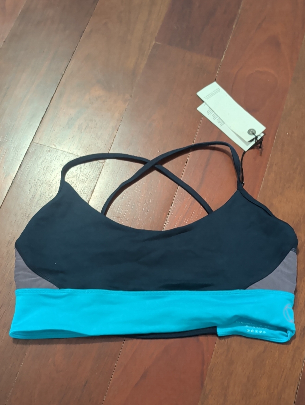 FROST I See Chakra Bra Color block Cross Back Recycled Granola Yoga Fitness Acti